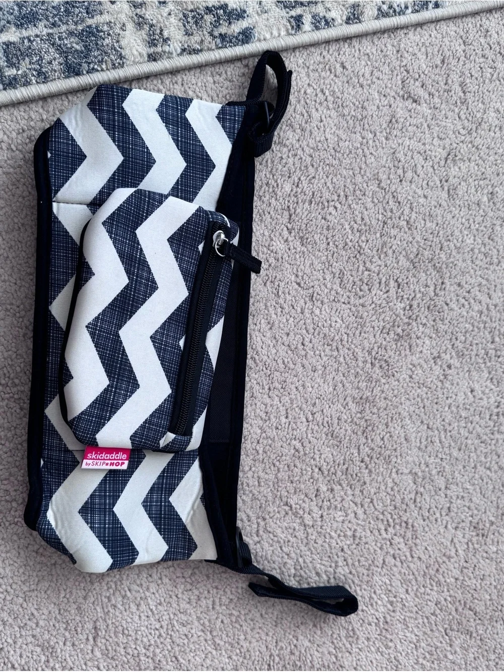 Skip Hop Navy and White Chevron Portable Clutch with Wrist Strap